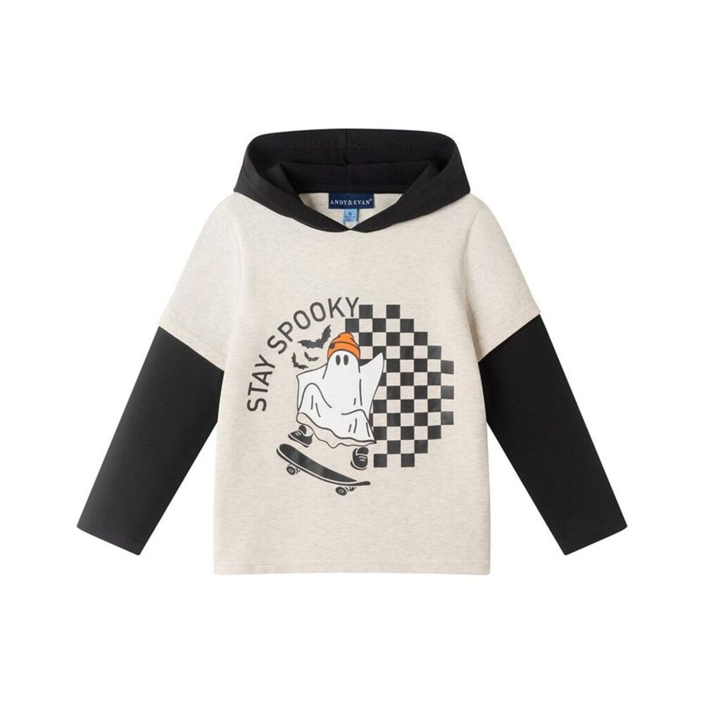 Andy & Evan Boys  Twofer Hooded T-Shirt, Black